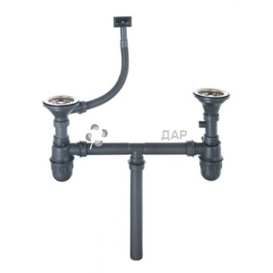 Сифон для мойки двойной Imperial 02 выпуск 3 1/2" выход 50 мм с переливом