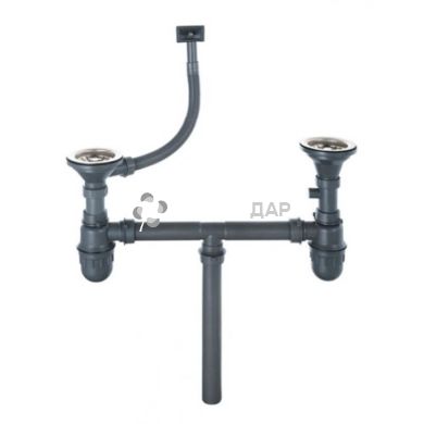 Сифон для мойки двойной Imperial 02 выпуск 3 1/2" выход 50 мм с переливом