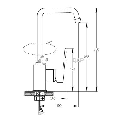 Смеситель для кухни Potato P4009-40 U на гайке