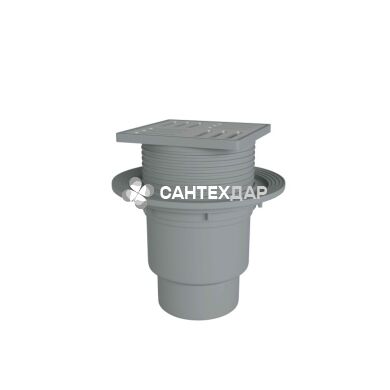 Трап вертикальный регулируемый ANI Plast TA1712 выпуск 110 мм с нержавеющей решеткой 15x15 см