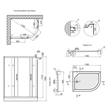 Душова кабіна Lidz Latwa 120x85L низький скло прозоре