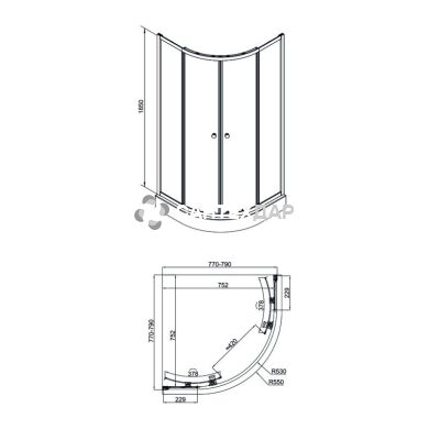 Душова кабіна Q-tap PRESTO 1088AP5 півколо 80x80 розсувні без піддона