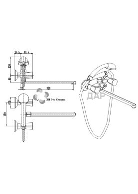 Смеситель для ванной буксовый Q-Tap Mix CRM 140K резина