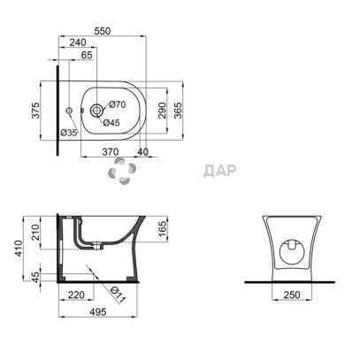 Біде підлогове Qtap Virgo QT18442169CW