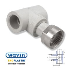 Тройник с накидной гайкой ППР Wavin Ekoplastik 25*1 ВР