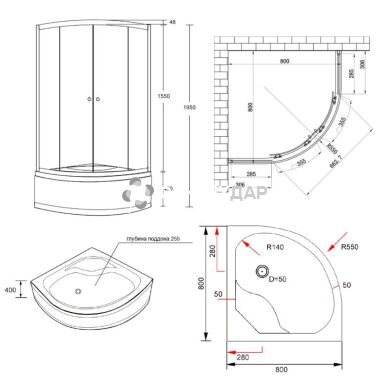 Душова кабіна Lidz Wieza 80x80 високий скло Linie