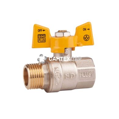 Кран шаровый для газа SD PN40 1/2" ВН бабочка