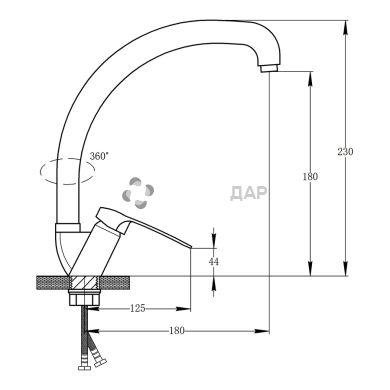 Смеситель для кухни Potato P5922-8-40 U на гайке
