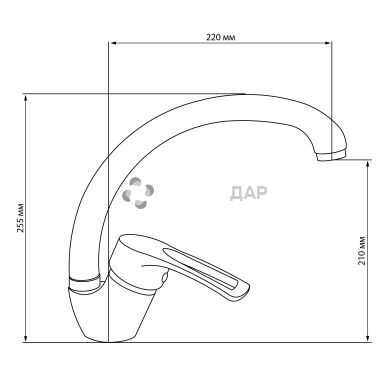 Смеситель для кухни GF Italy 04-008F-40 U CRM на гайке