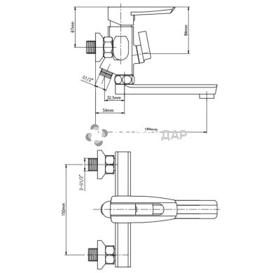 Смеситель для ванной GF Italy 09-005BN-35 New CRM