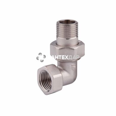 Сгон с американкой латунный SD Forte 1/2 ВН угловой никель