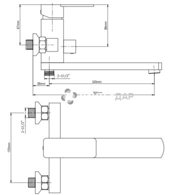 Смеситель для ванной GF Italy 10-005AN-35 New CRM