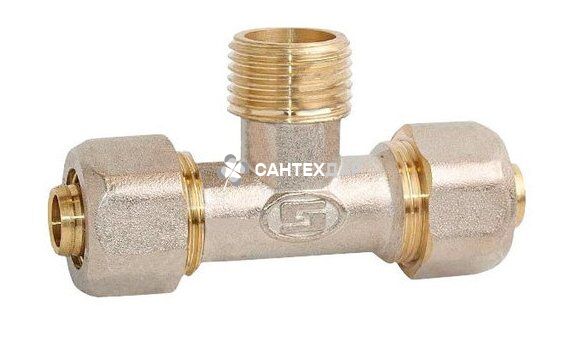 Тройник металлопластиковый обжимной Gross 26х3/4"х26 НР