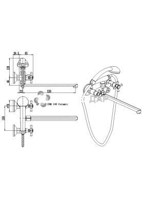 Смеситель для ванной буксовый Q-Tap Smes CRM 140 резина
