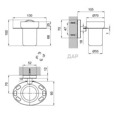 Стакан Lidz (CRG)-114.04.03 с держателем зубных щеток