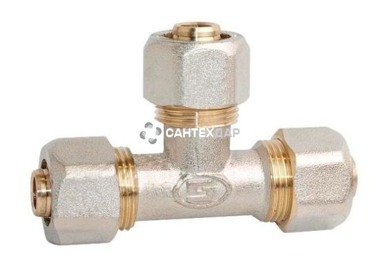 Тройник металлопластиковый обжимной Gross 32х 26х32 мм